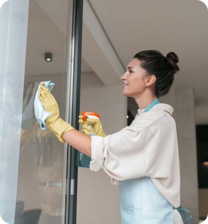 Professional cleaner providing house cleaning service